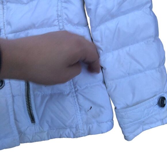 RARE Burberry Goose Down Jacket White Burberry Brit Puffer Coat Medium - Picture 14 of 16